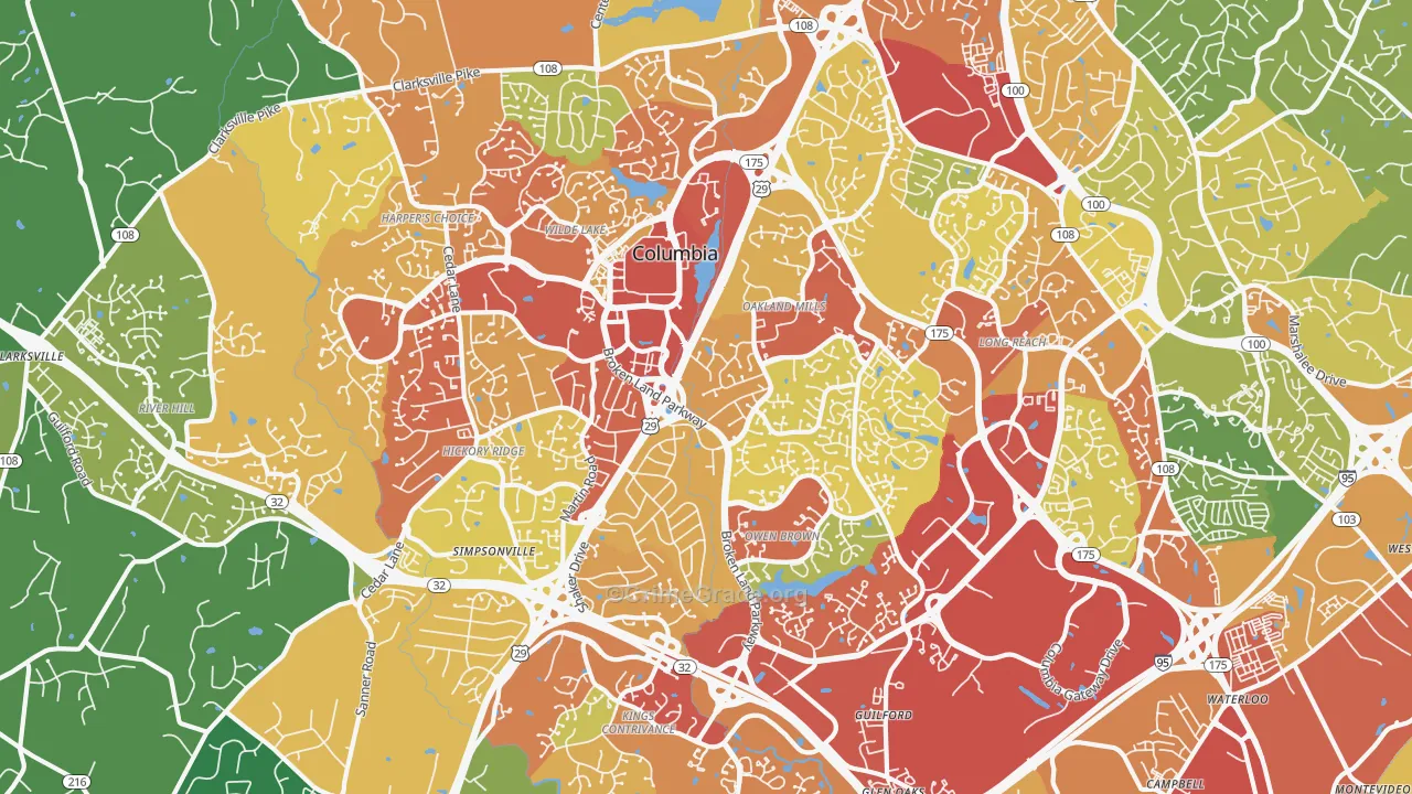 Columbia, MD Map of Theft Rates