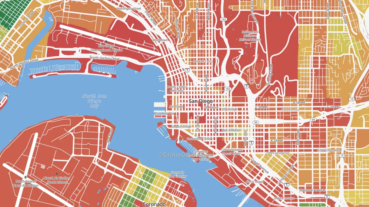 Columbia San Diego, San Diego, CA Map of Theft Rates