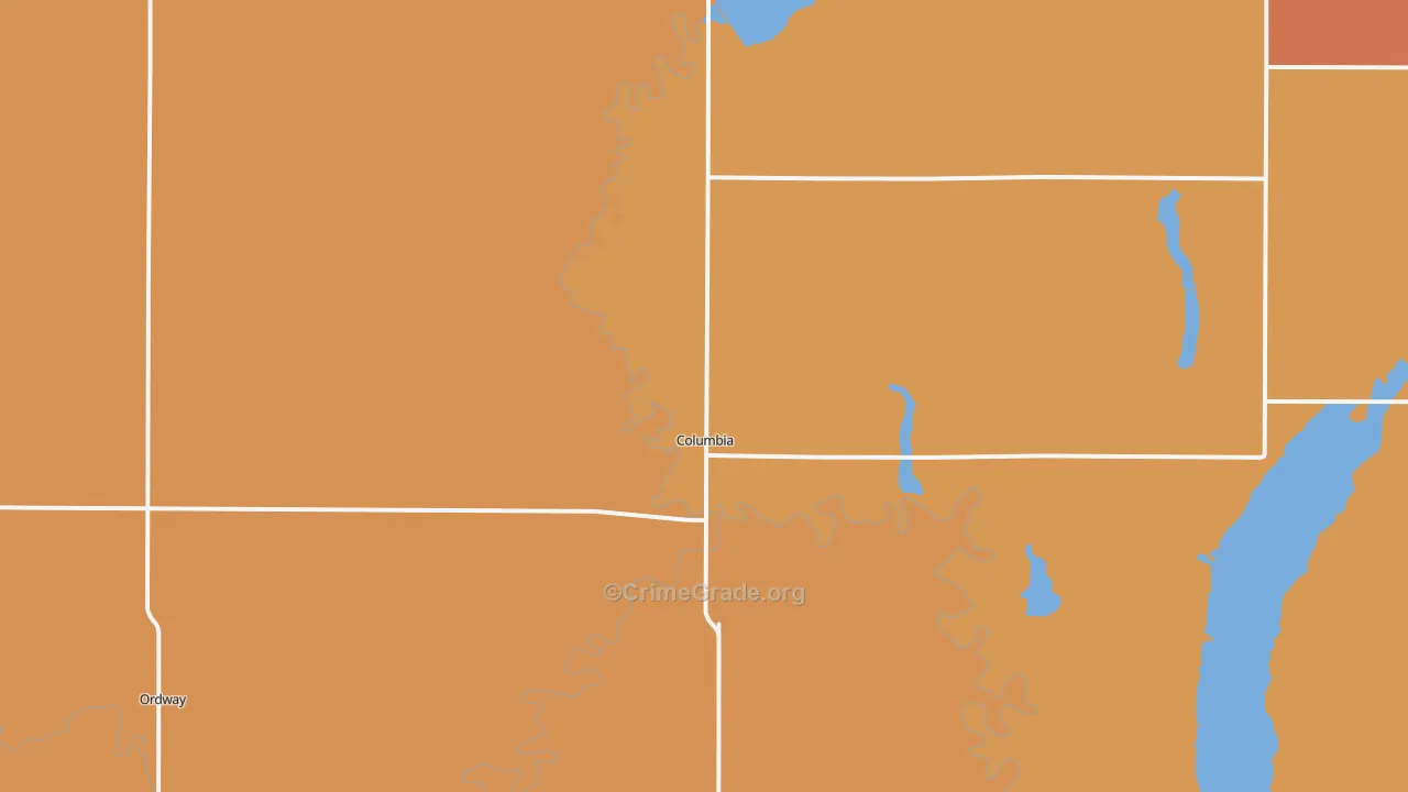 Columbia, SD Map of Theft Rates