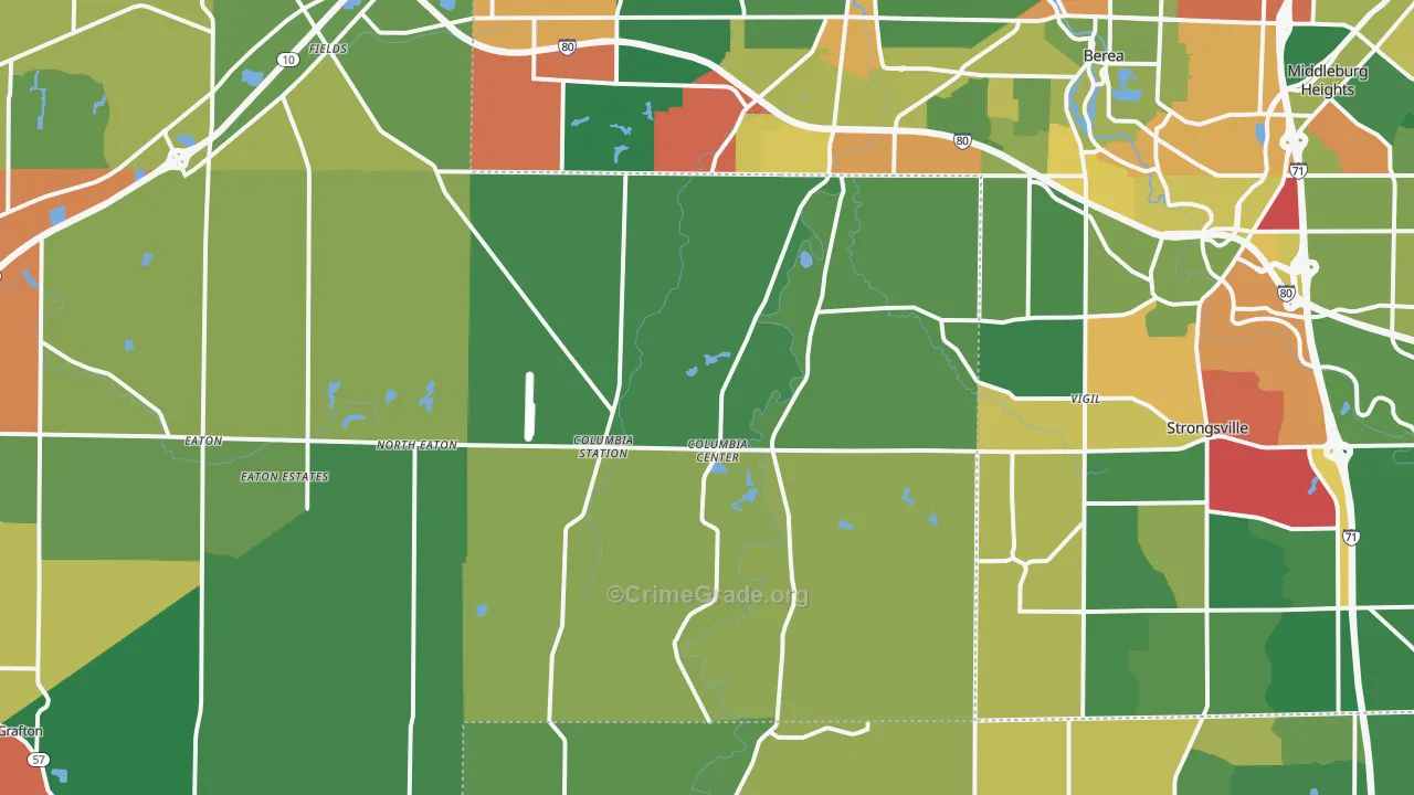 Columbia Station, OH Map of Theft Rates