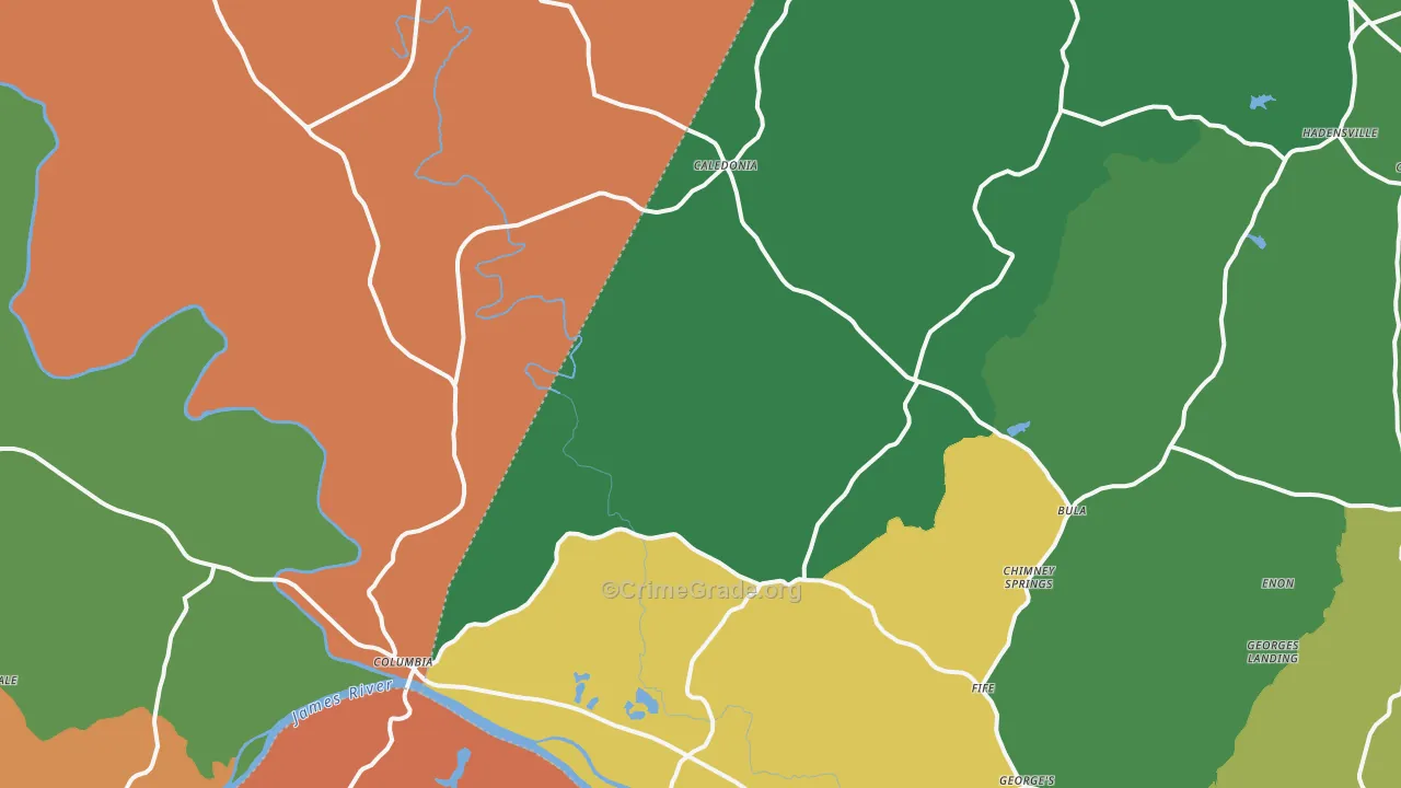 Columbia, VA Map of Theft Rates