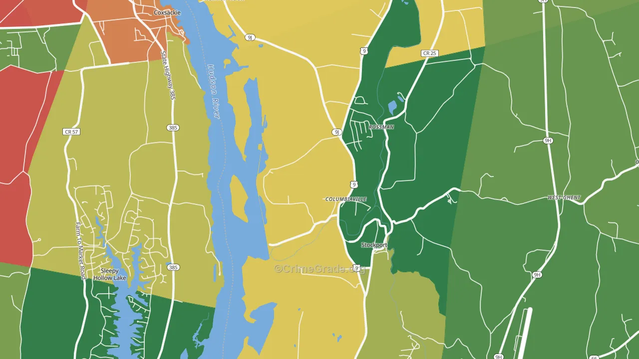 Columbiaville, NY Map of Theft Rates