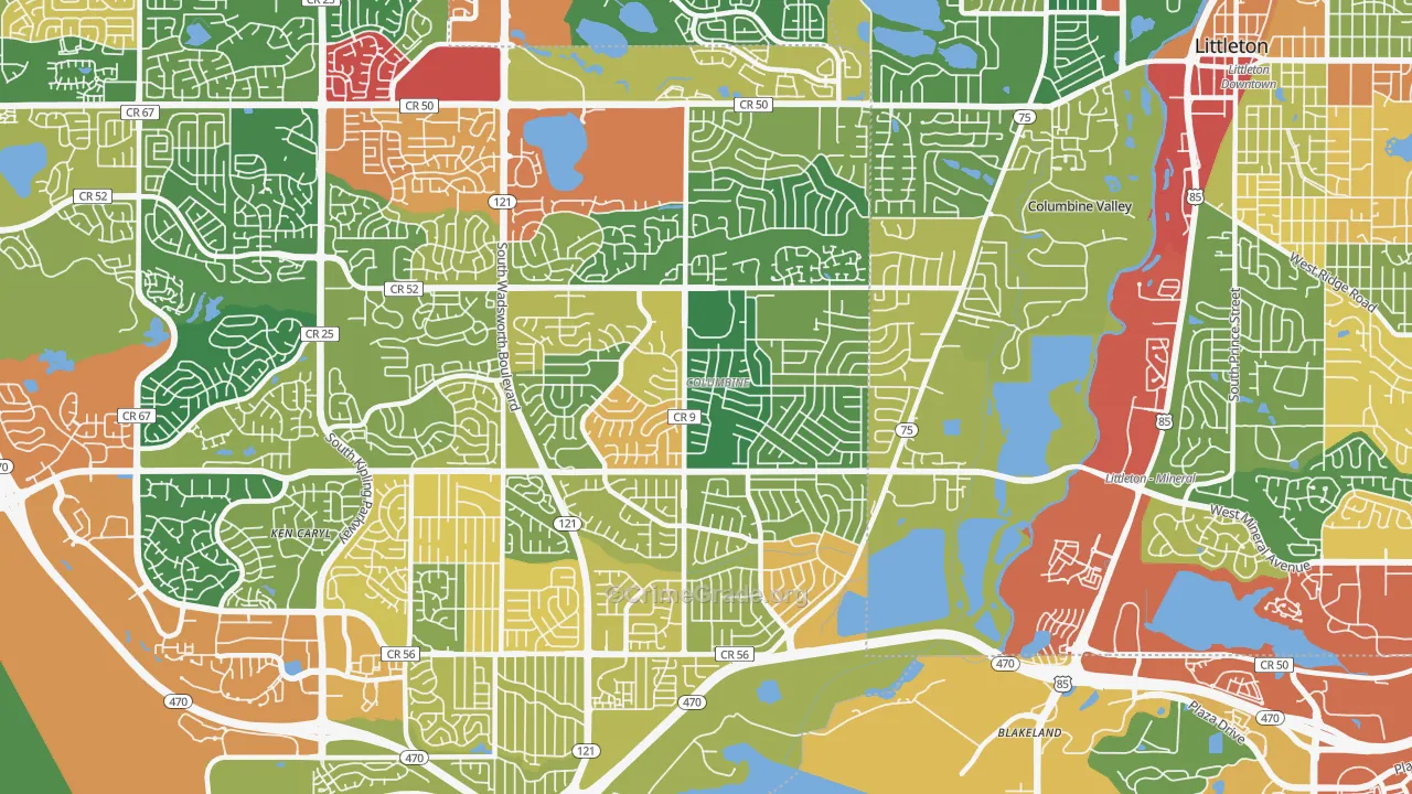Columbine, CO Map of Theft Rates