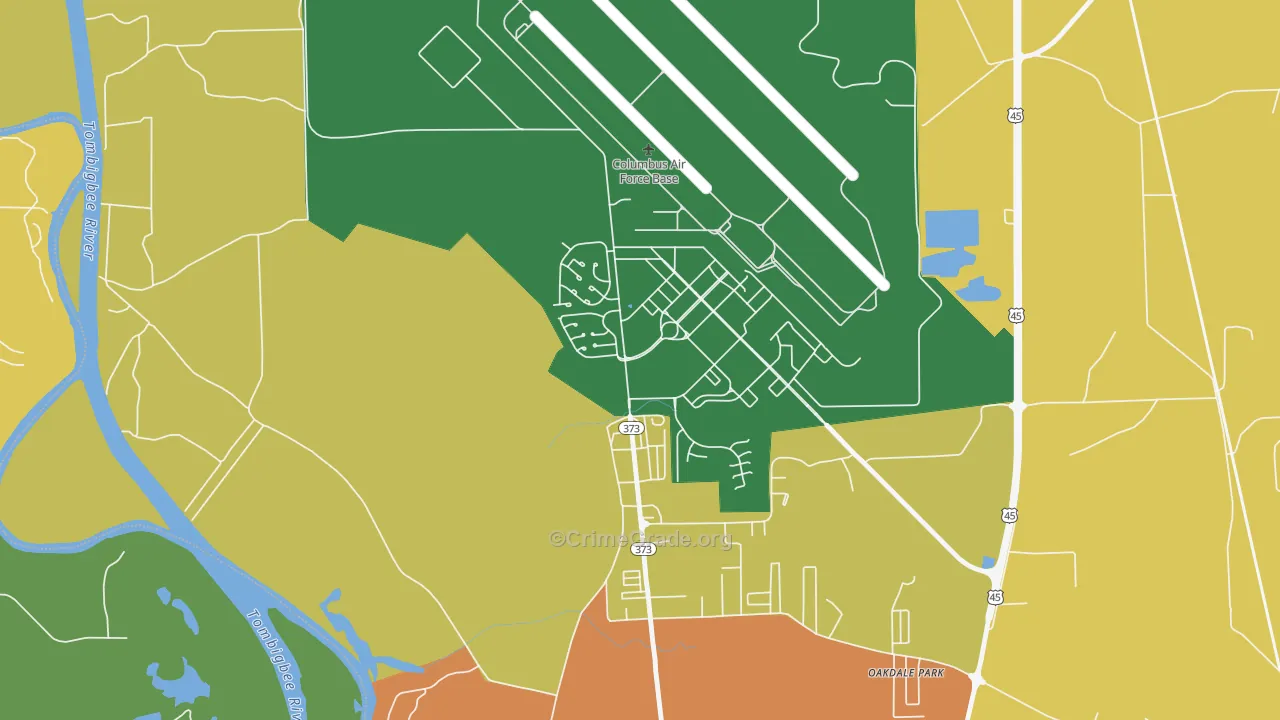 Columbus AFB, MS Map of Theft Rates