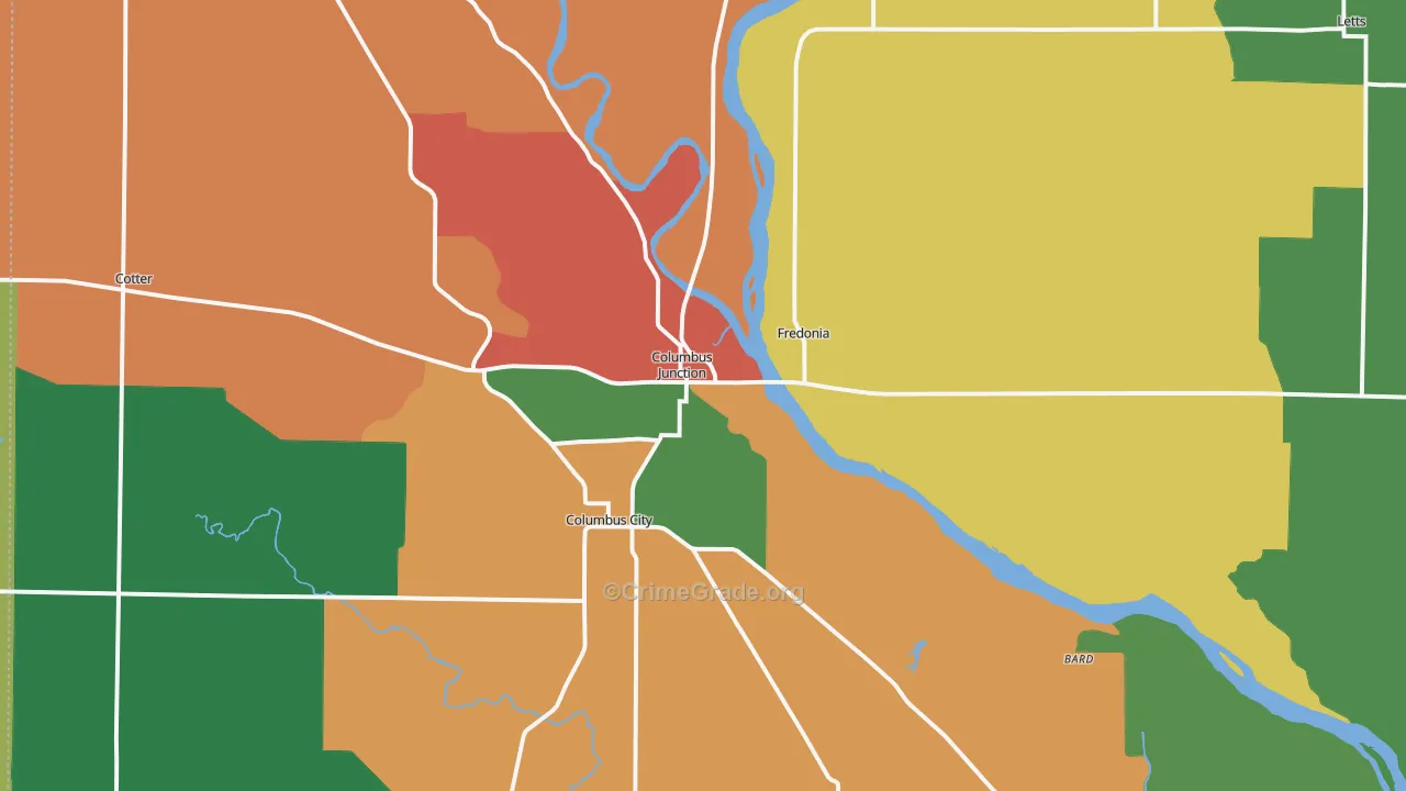 Columbus Junction, IA Map of Theft Rates