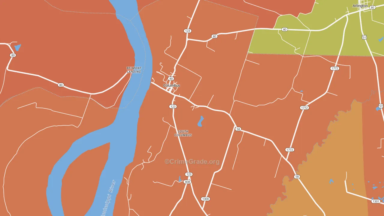 Columbus, KY Map of Theft Rates