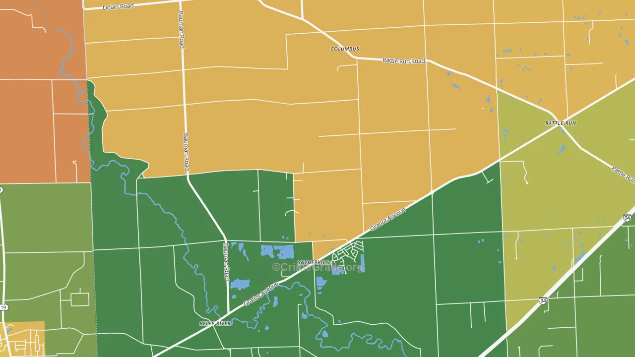 Columbus, MI Map of Theft Rates