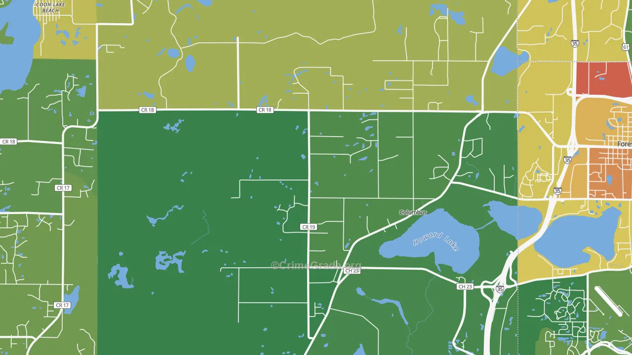 Columbus, MN Map of Theft Rates