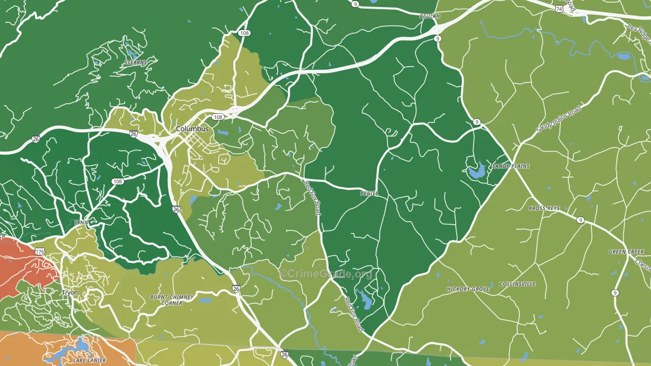 Columbus, NC Map of Theft Rates