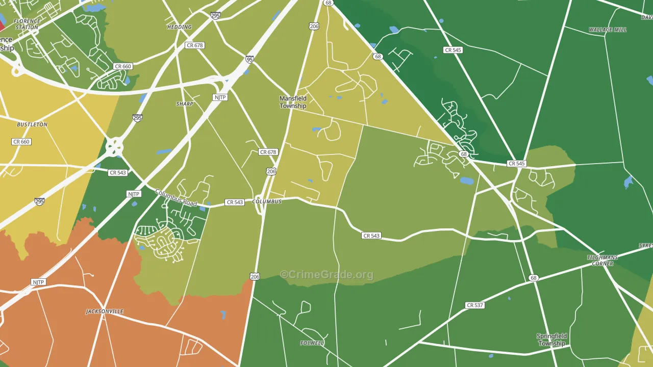 Columbus, NJ Map of Theft Rates