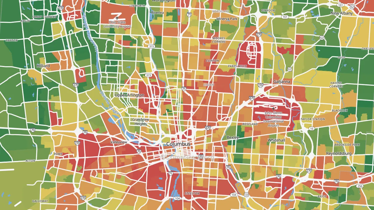 Columbus, OH Map of Theft Rates
