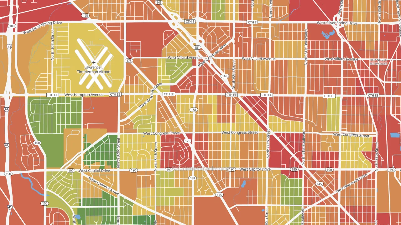 Columbus Park, Milwaukee, WI Map of Theft Rates