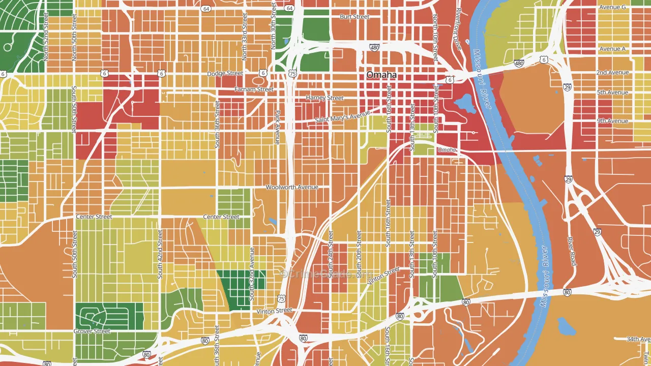 Columbus Park, Omaha, NE Map of Theft Rates