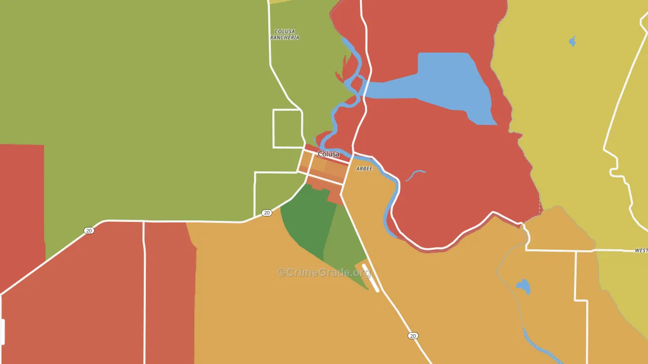 Colusa, CA Map of Theft Rates