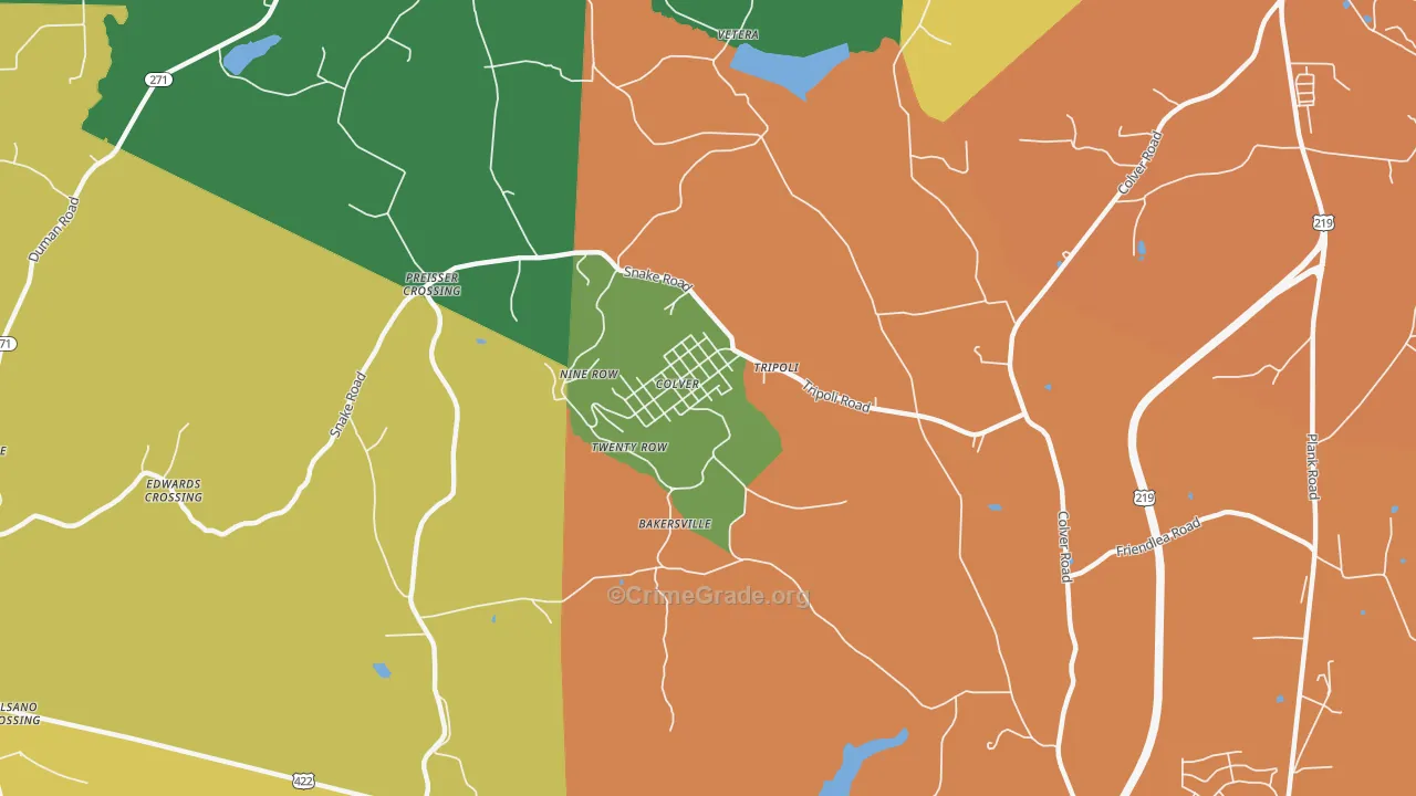 Colver, PA Map of Theft Rates