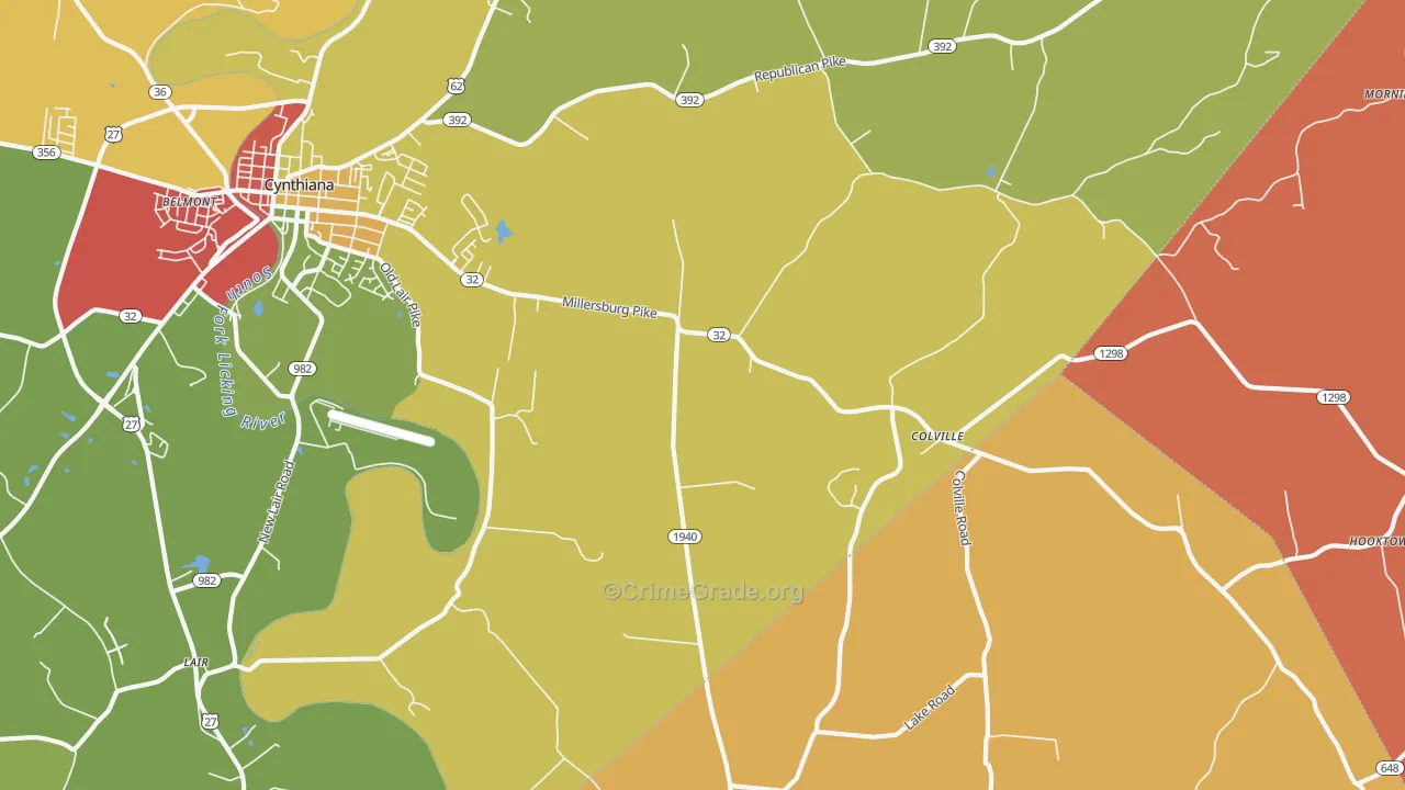 Colville, KY Map of Theft Rates
