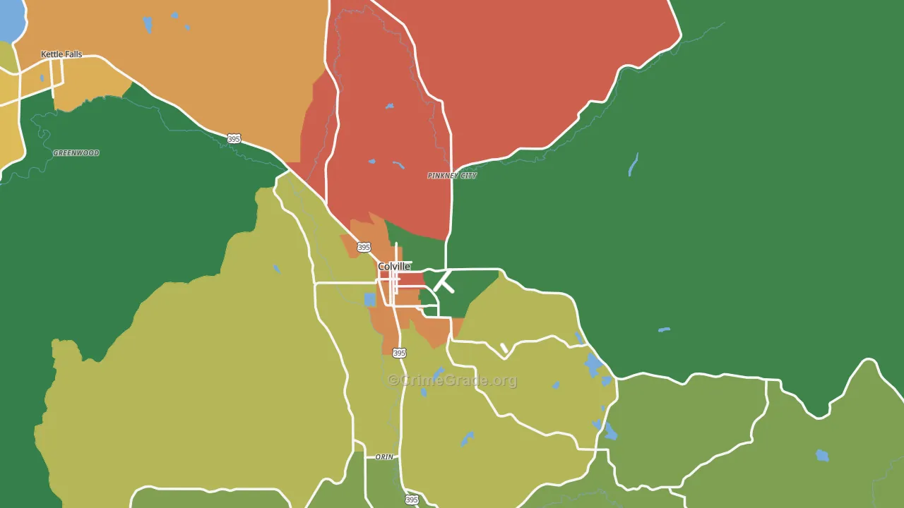 Colville, WA Map of Theft Rates