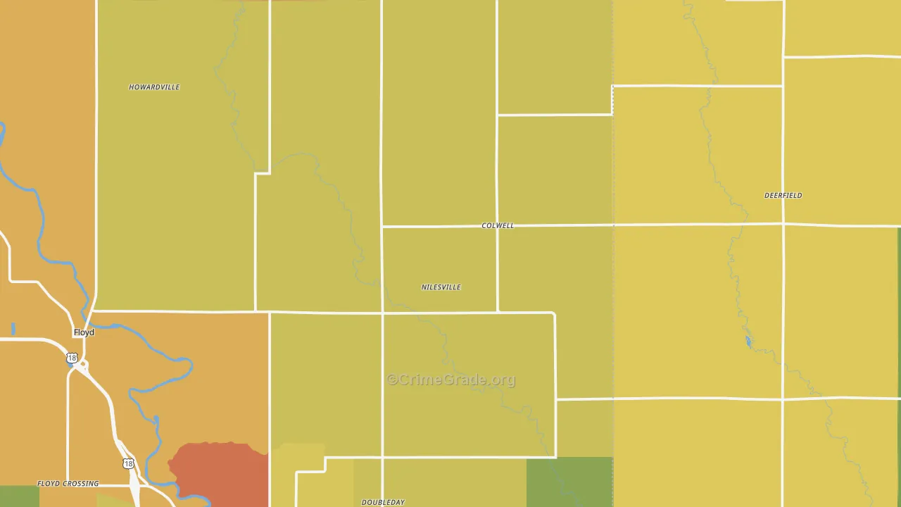Colwell, IA Map of Theft Rates