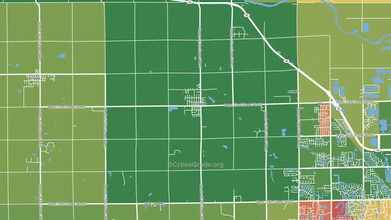 Colwich, KS Map of Theft Rates