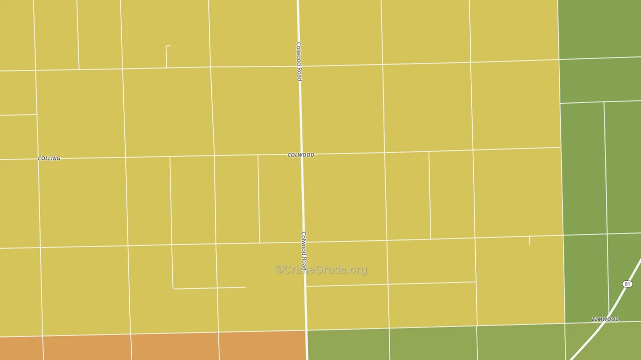 Colwood, MI Map of Theft Rates