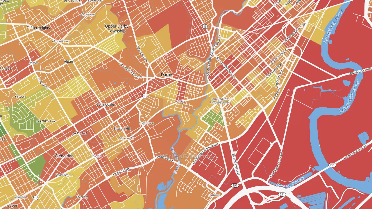 Colwyn, PA Map of Theft Rates