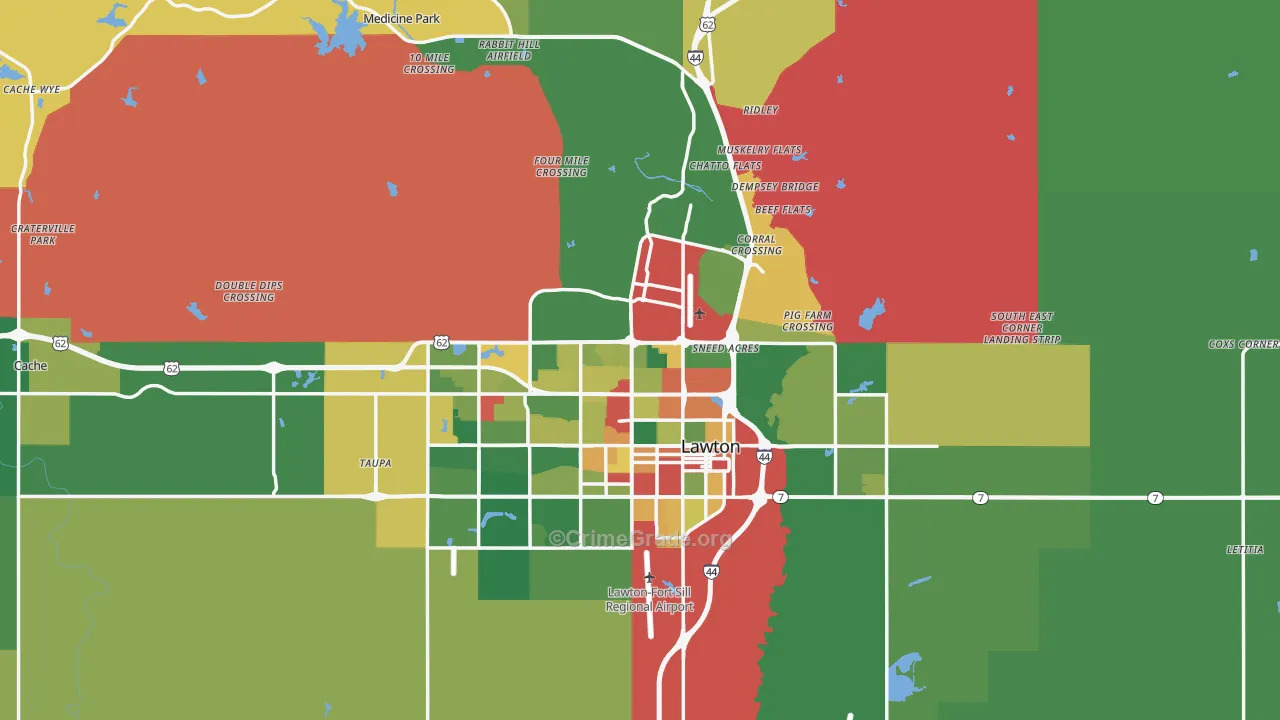 Comanche County, OK Map of Theft Rates
