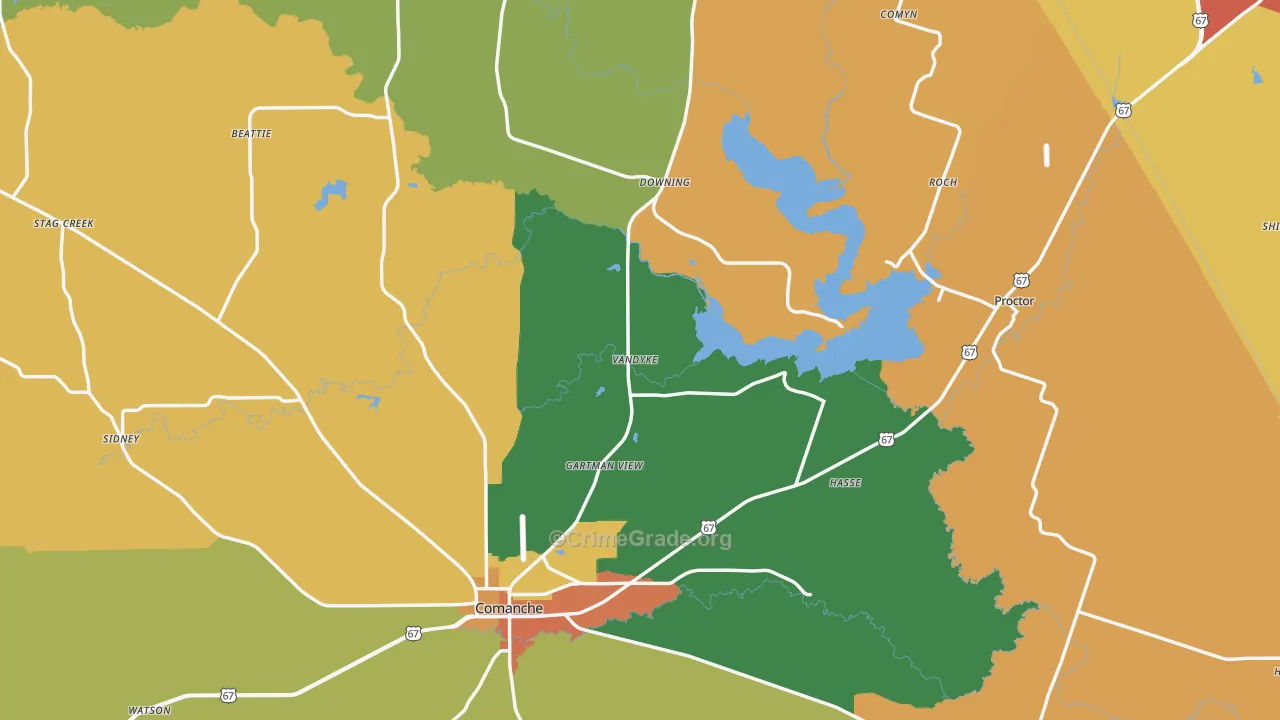 Comanche County, TX Map of Theft Rates