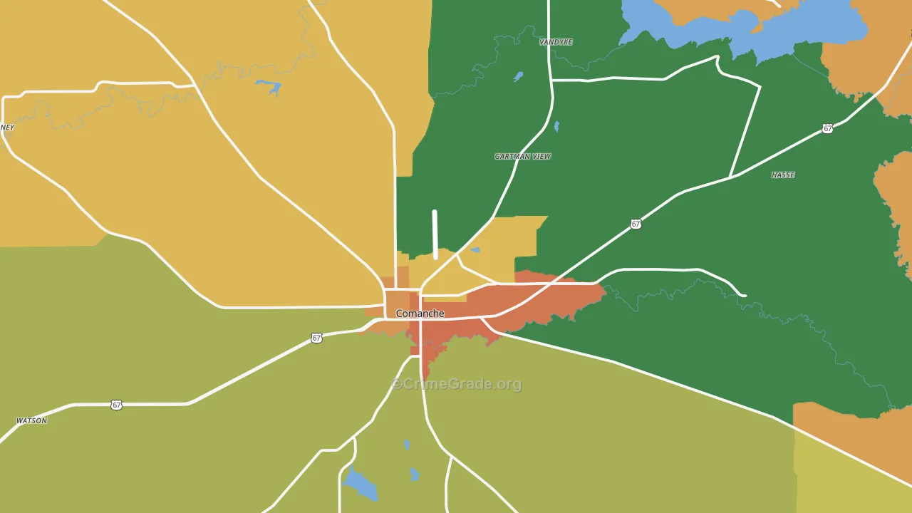 Comanche, TX Map of Theft Rates