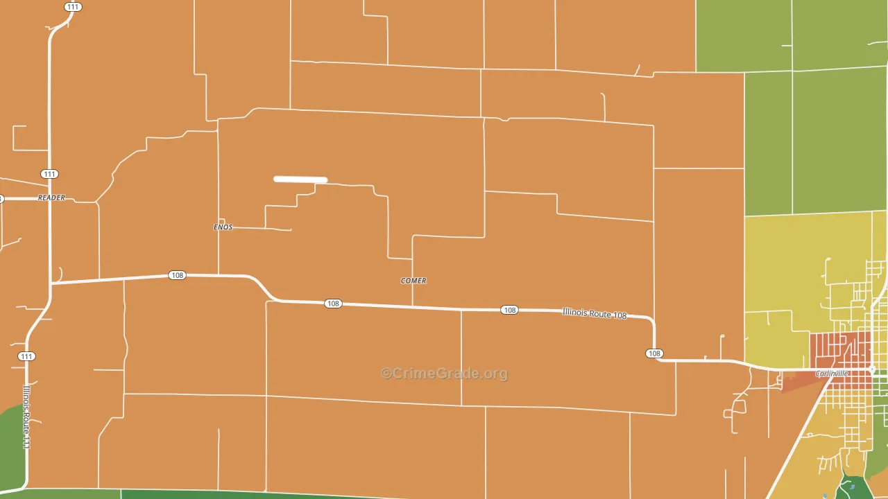 Comer, IL Map of Theft Rates