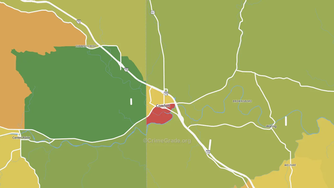 Comfort, TX Map of Theft Rates