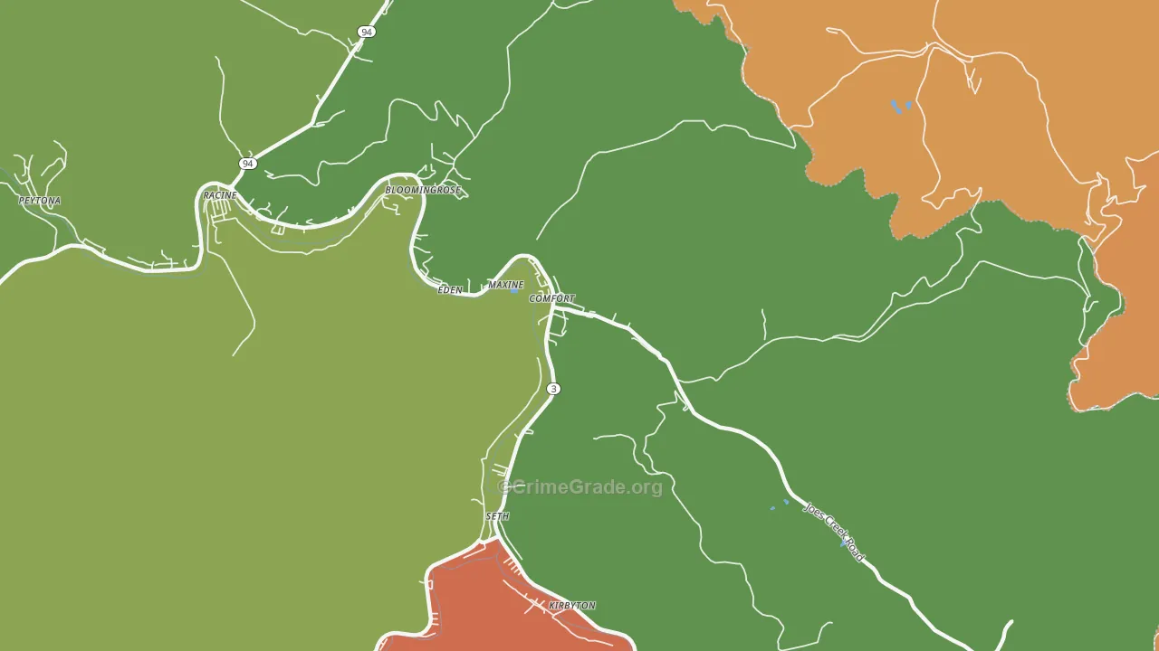 Comfort, WV Map of Theft Rates