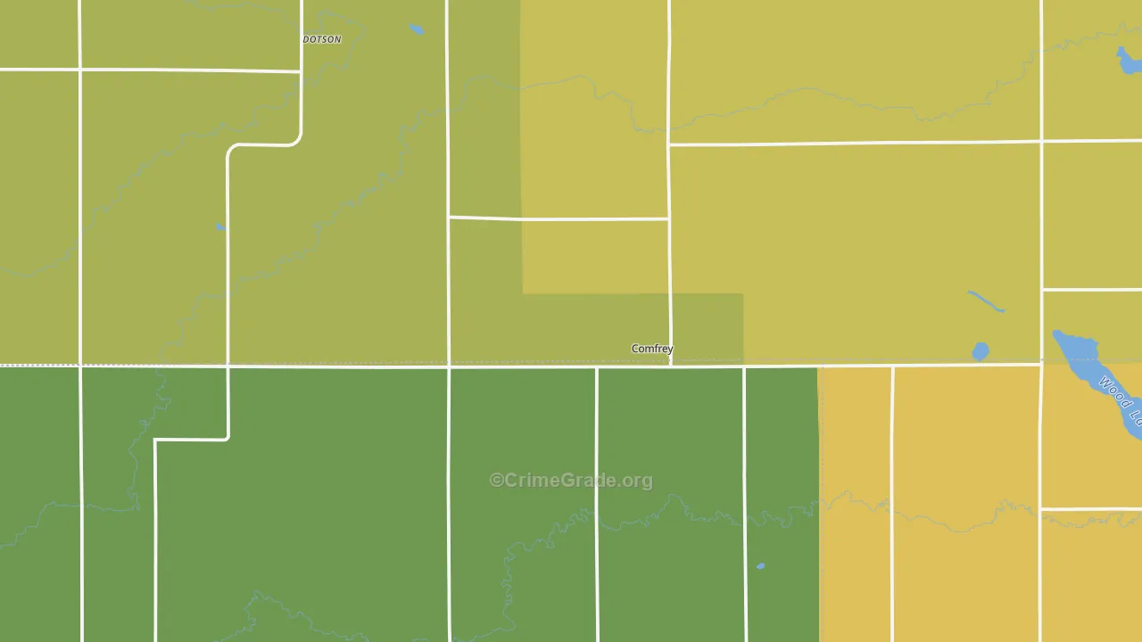 Comfrey, MN Map of Theft Rates