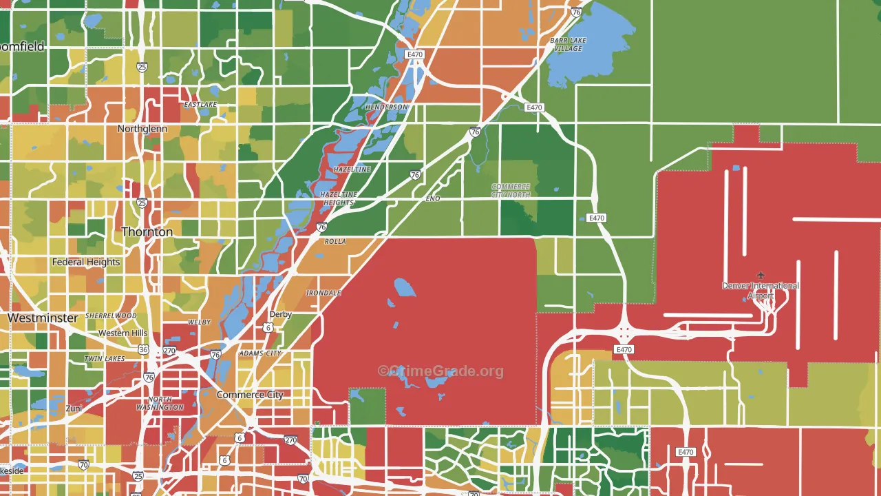 Commerce City, CO Map of Theft Rates