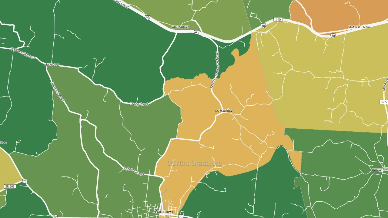 Commerce, TN Map of Theft Rates