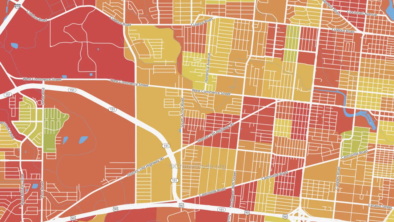 Community Workers Council, San Antonio, TX Map of Theft Rates
