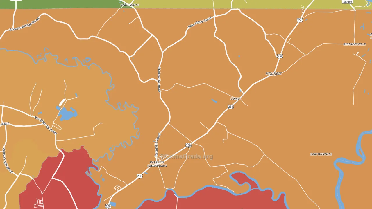 Como, NC Map of Theft Rates