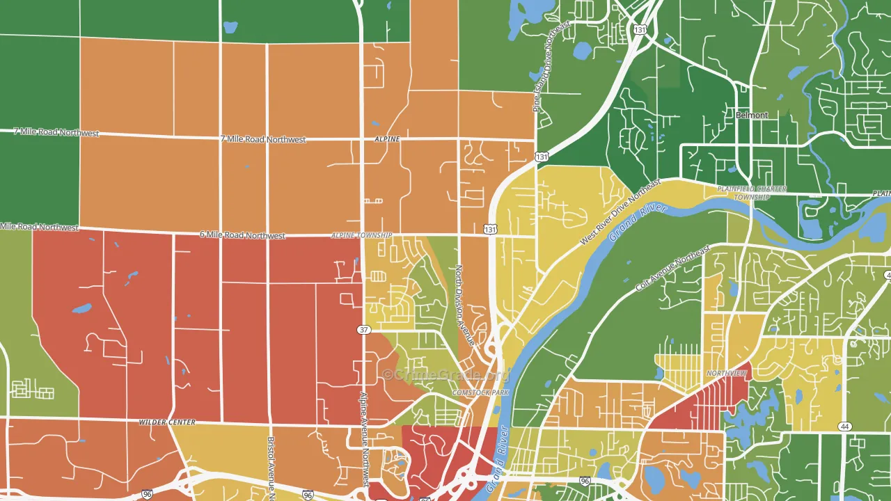 Comstock Park, MI Map of Theft Rates