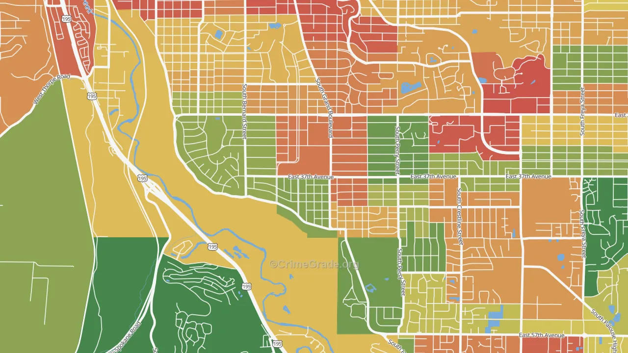 Comstock, Spokane, WA Map of Theft Rates