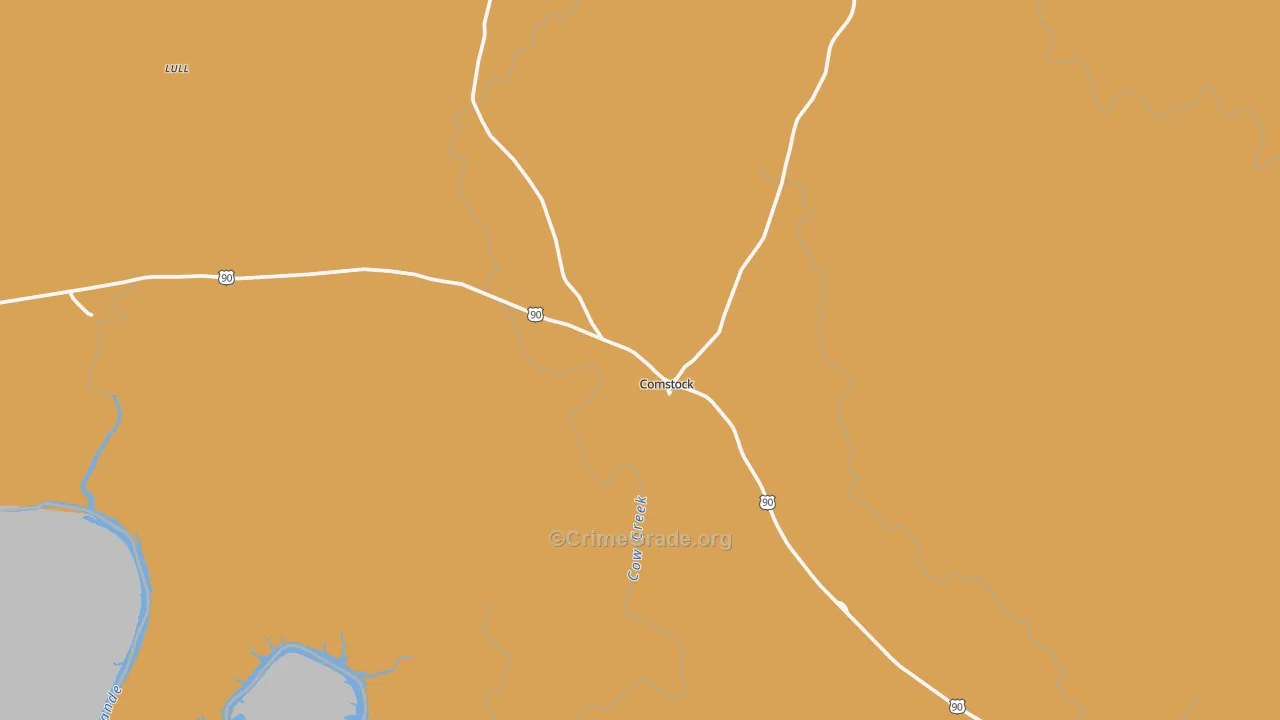 Comstock, TX Map of Theft Rates