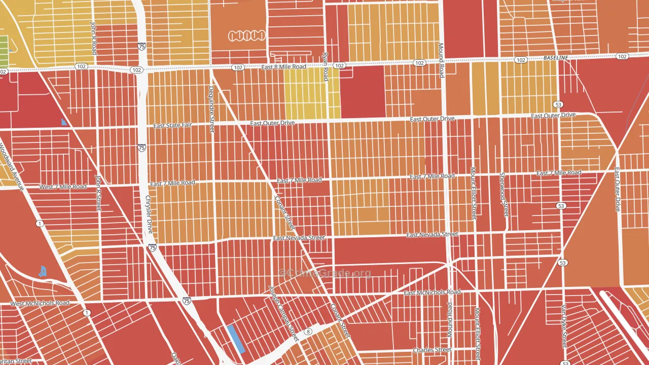 Conant Gardens, Detroit, MI Map of Theft Rates