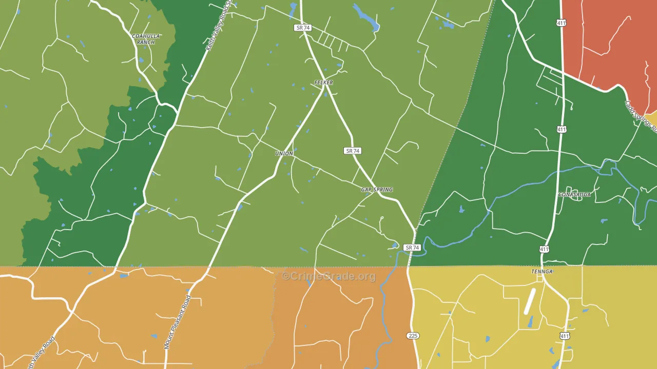 Conasauga, TN Map of Theft Rates