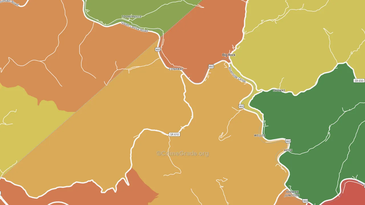Conaway, VA Map of Theft Rates