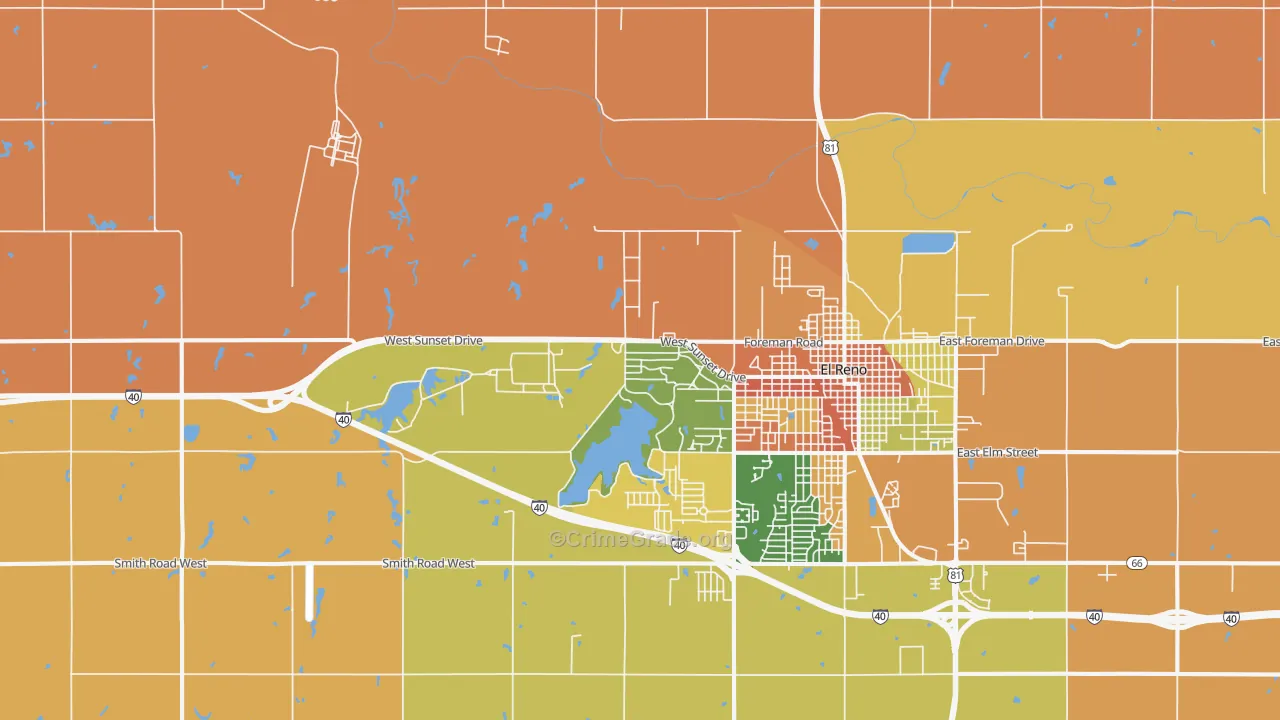 Concho, OK Map of Theft Rates