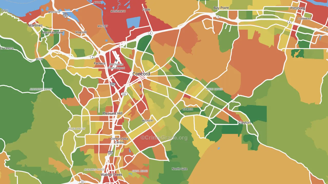 Concord, CA Map of Theft Rates