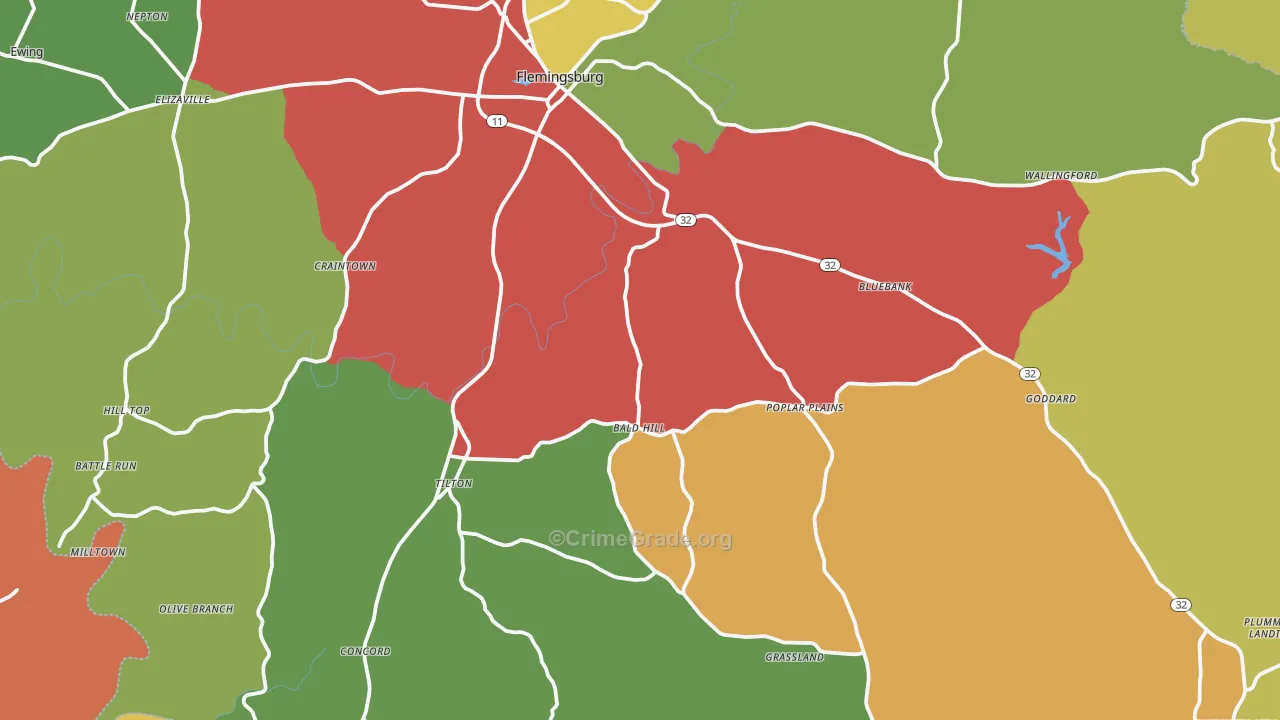 Concord, KY Map of Theft Rates
