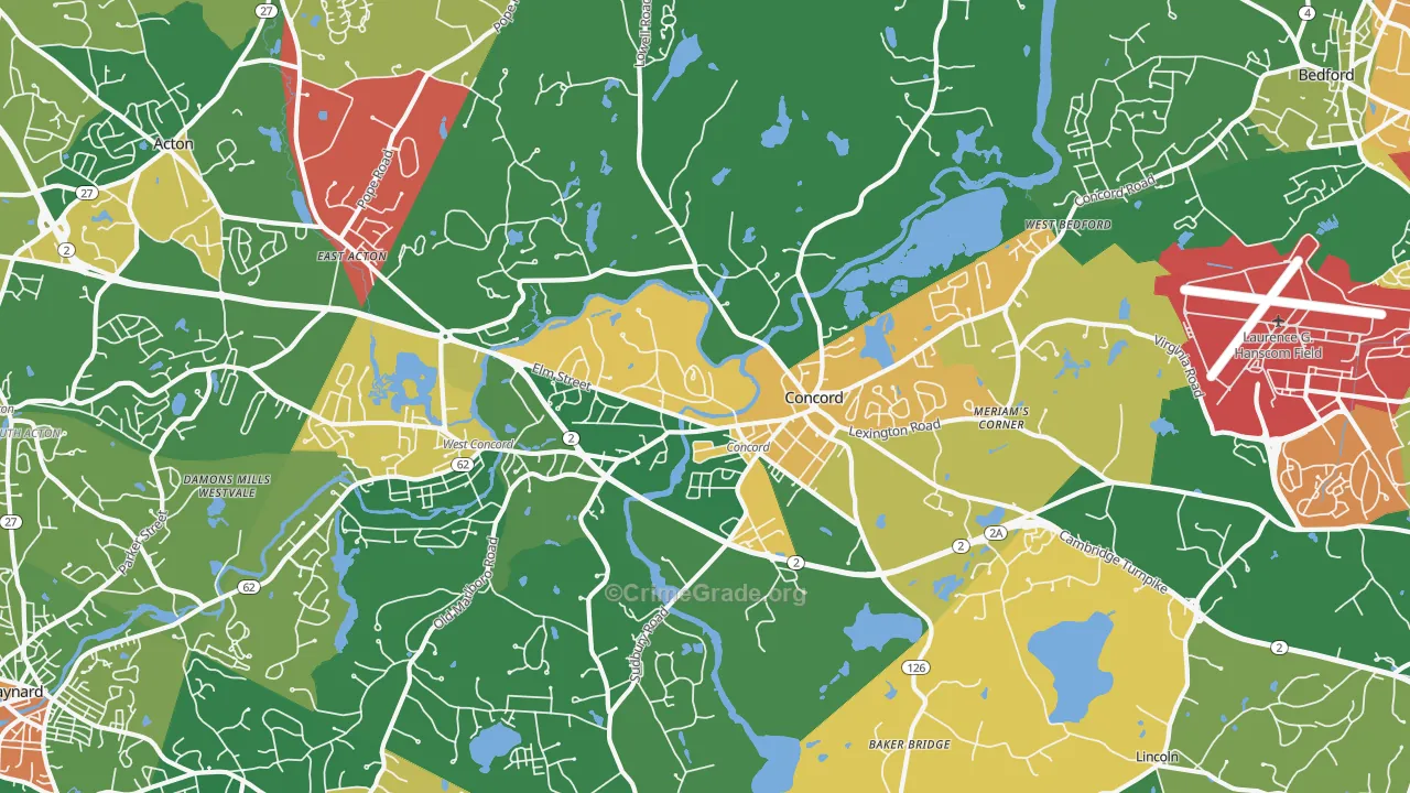 Concord, MA Map of Theft Rates