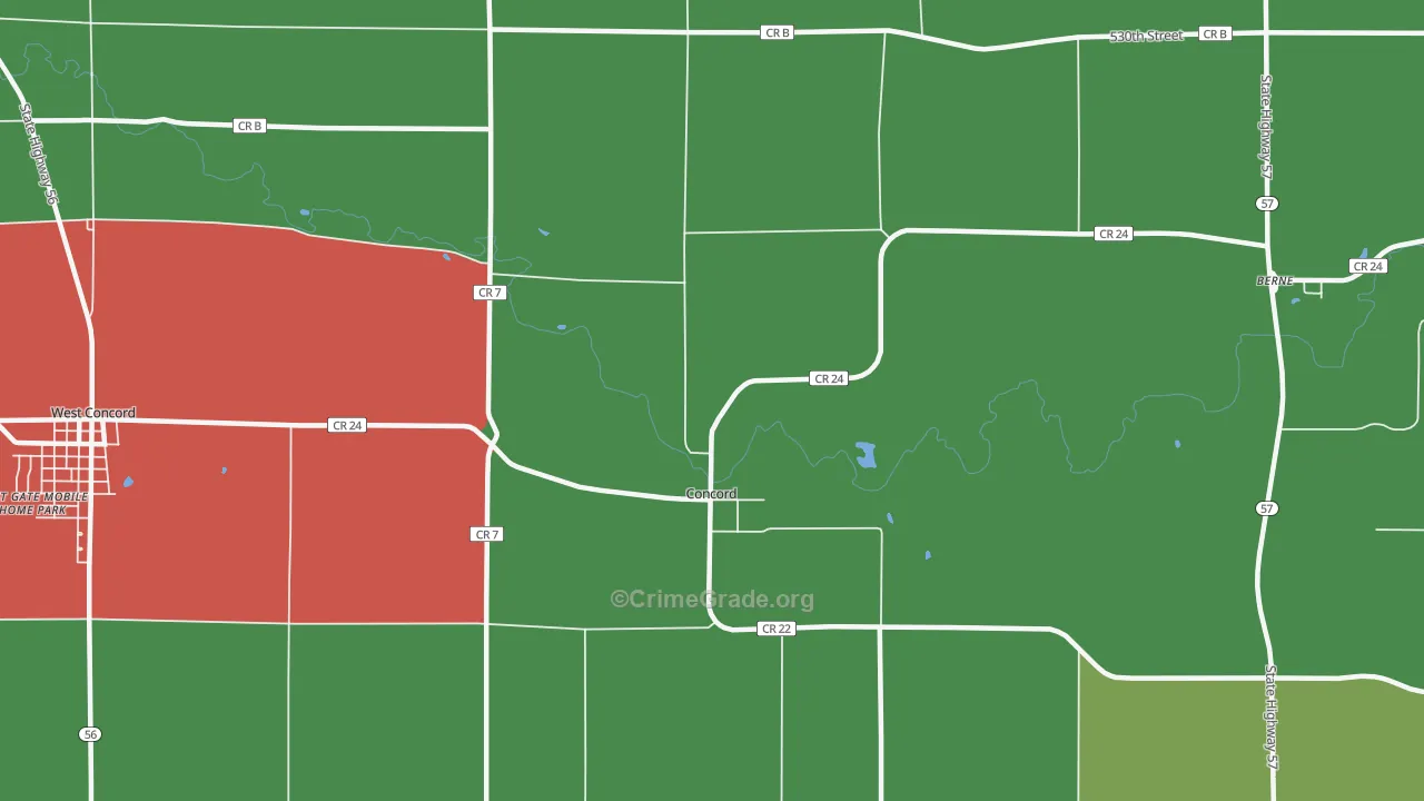 Concord, MN Map of Theft Rates