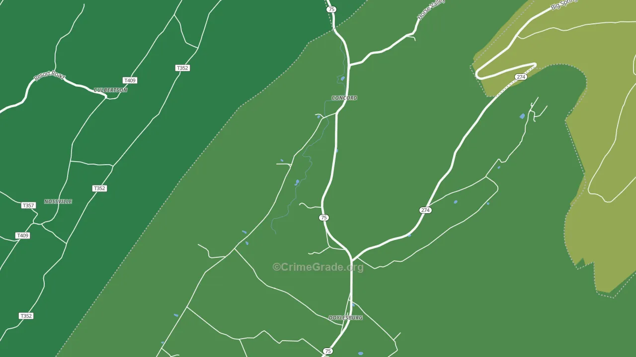 Concord, PA Map of Theft Rates