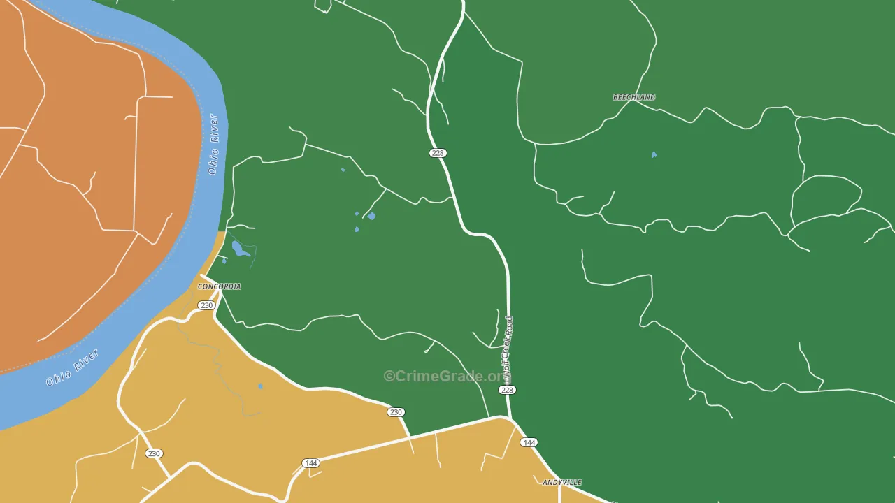 Concordia, KY Map of Theft Rates
