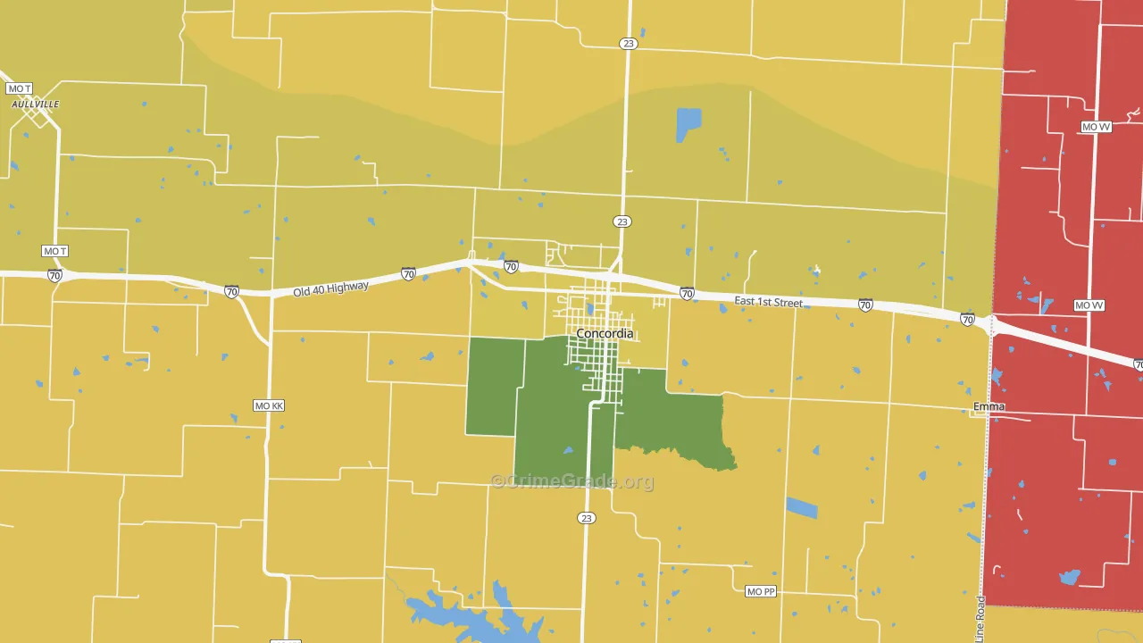 Concordia, MO Map of Theft Rates